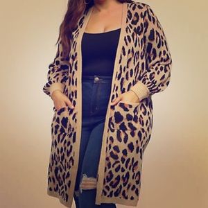 Fashion to Figure Leopard Midi Cardigan size 3